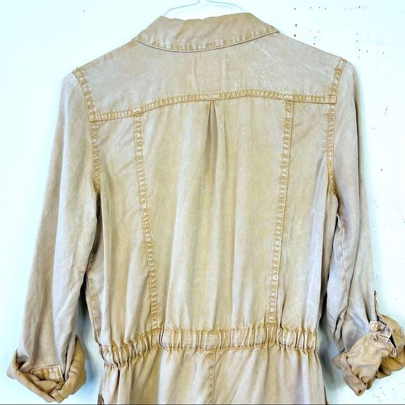 Anthropologie Ivy Utility Zip Up Tencel Romper One Piece Jumpsuit Yellow S - Picture 10 of 15